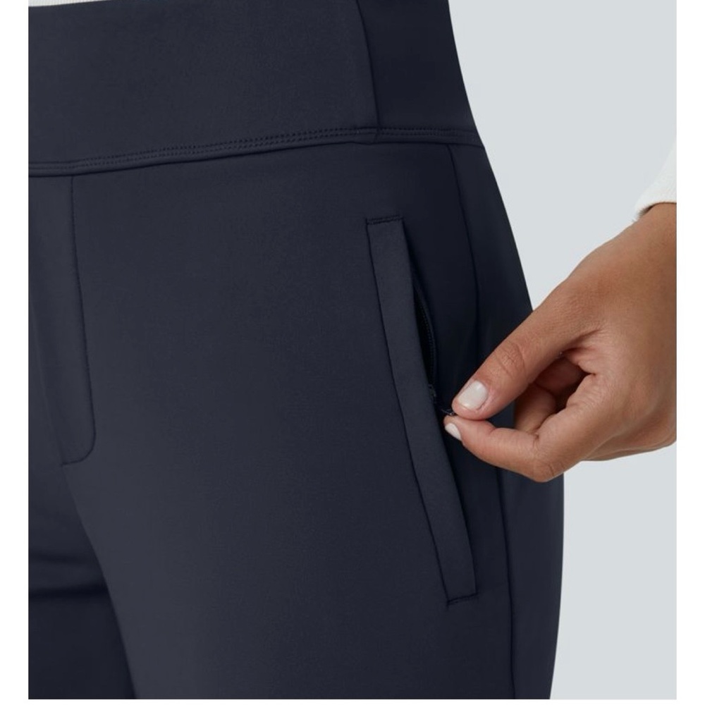 HALARA Flex Day Stretch Mid Rise Side Zipper Pocket Work Flare Pant -Small Tall - Picture 3 of 6